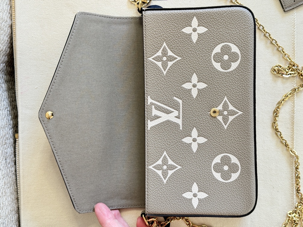 100 Original Louis Vuitton Pochette Felicie Empreinte bicolor Dune